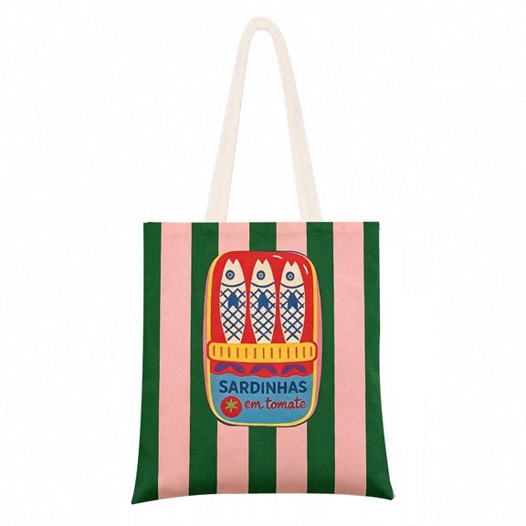 Cute Tote Bag for Women, Sardines Aesthetic Canvas Reusable Grocery Bags for Shopping, Large Capacity Travel Weekender Bag