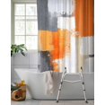 thumbnail image 2 of Split Shower Curtain for Transfer Bench, Burnt Orange Grey Fabric Shower Curtains for Bathroom, Abstract Geometric Oil Painting Modern Tub Sliding Transfer Bench Waterproof Bath Curtains 72"x84", 2 of 9