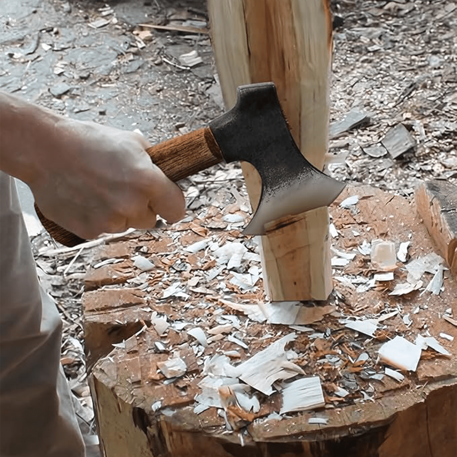 WICING 8" Camping Hatchet, Mini Hand Axe with 1065 Manganese Steel Blade, Beech Wood Handle, Leather Sheath & Sharpening Stone