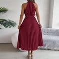 thumbnail image 2 of Aellinatey Sleeveless dress, casual round neck, pleated A-line swing long party dress, 2 of 9