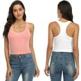 thumbnail image 3 of Charmo Crop Tank Tops for Women Built-in Shelf Bra Racerback Cotton Sports Crop Top 2 Pack, 3 of 6