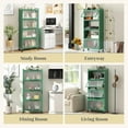 thumbnail image 5 of 5-Tier Kitchen Storage Cabinet, Mobile Microwave Stand with Flip-up PC Doors, Freestanding Kitchen Bakers Rack with 4 Rolling Casters, for Dining Room, Living Room and Study, Green, 5 of 9