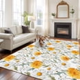 thumbnail image 2 of Spring Daisy Area Rugs 8'x10', Washable Small Throw Rugs for Living Room Patio, Country Watercolor Yellow White Floral Leaf Indoor Outdoor Rug Non-Slip Low Pile Carpet Runner Reversible Floor Mats, 2 of 8
