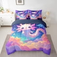 thumbnail image 2 of Manfei Cute Salamander Bedding Comforter Set 7-Piece,Rainbow Clouds King Bedding Sets,Galaxy Starry Sky Bed Sheets For Boys Kids,Super Cozy Room Decor Reversible, 2 of 8
