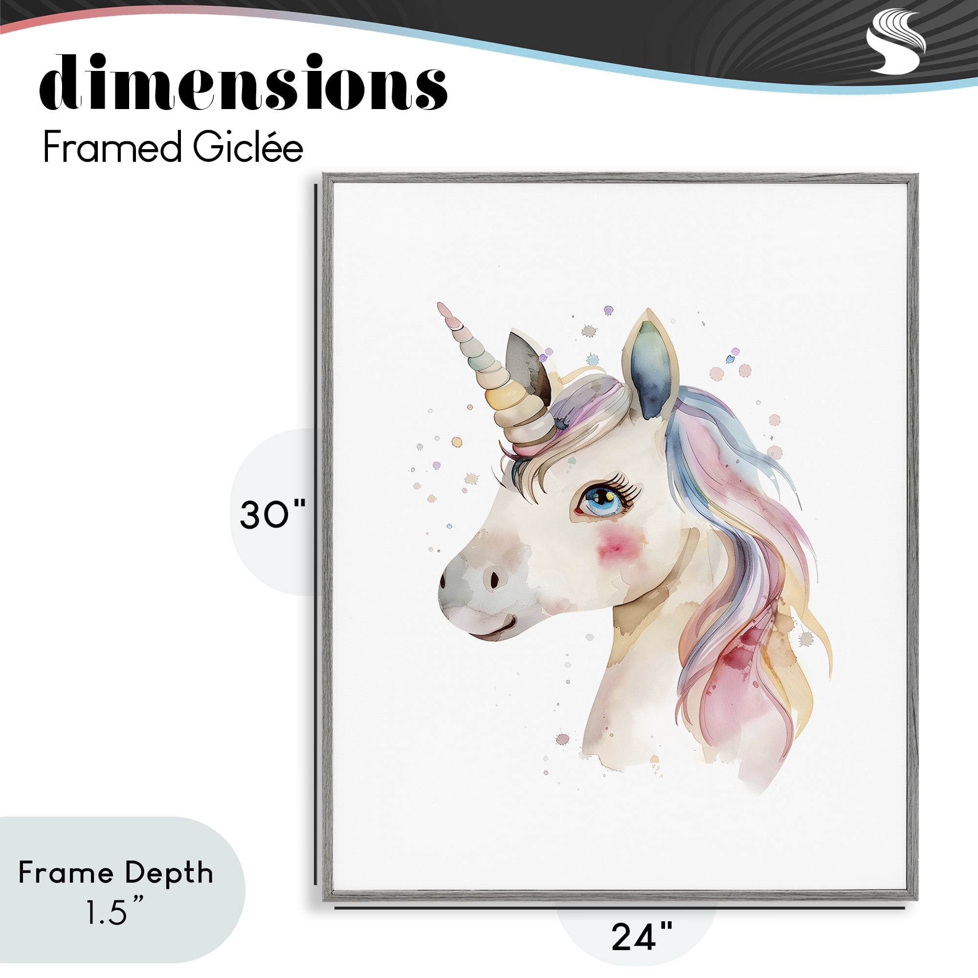 Stupell Industries Dreamy Pastel Unicorn Gray Framed Giclee Art, design by LSR Design Studio