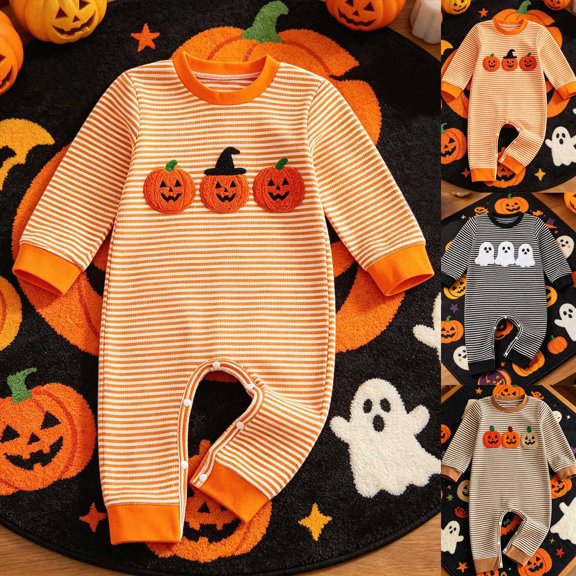 12-18 Months Preemie Halloween Baby Fall/Winter Long Sleeved Dress Boys And Girls Baby Romper Pajamas Crawling Clothes