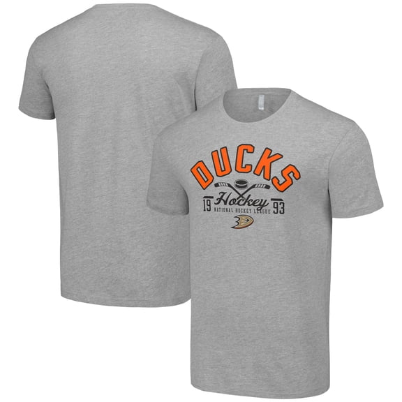 Men's Starter  Heather Gray Anaheim Ducks Half Puck T-Shirt