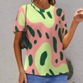 thumbnail image 6 of Leopard Print Pattern Womens Tops Women's Fashion Casual Short Sleeve Flower Print Round Neck Pullover Top Blouse, 6 of 6