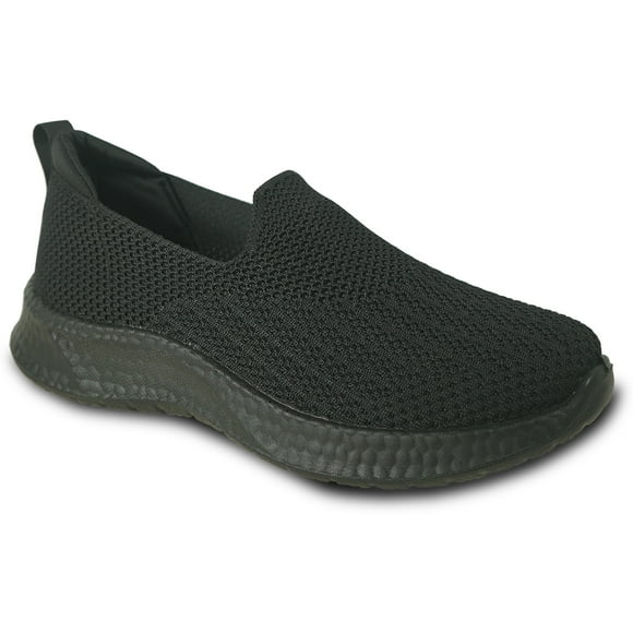 kozi Femmes Espadrilles Mode Confortables à Talon Compensé à Enfiler Mocassin YQ3263 avec Semelle Intérieure Amovible Noir
