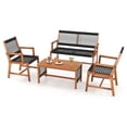 thumbnail image 1 of Gymax 4 Pieces Conversation Set Acacia Wood Loveseat Chair & Table for Patio, 1 of 7