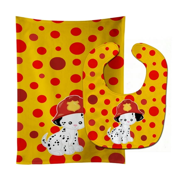 Fireman Dalmatian Puppy Baby Bib and Burp Cloth