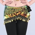 thumbnail image 2 of ZToonmas Women's Sparkly Sequin Belly Dance Hip Scarf Tie-on Skirt with Dangling Coins for Stage Performance, 2 of 3