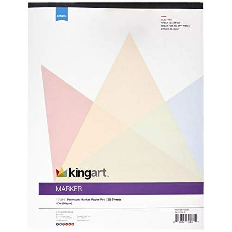 Kingart Marker Paper Pad, Pack of 2, 60 Pound (90gsm), 11 x 14 , 25  Sheets and 50 Pages, All Ages