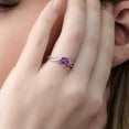 thumbnail image 5 of Gem Stone King 925 Sterling Silver and 10K Rose Gold Purple Amethyst and Diamond Heart Shape Ring for Women (0.66 Cttw, Gemstone Birthstone, Available in Size 5, 6, 7, 8, 9), 5 of 5