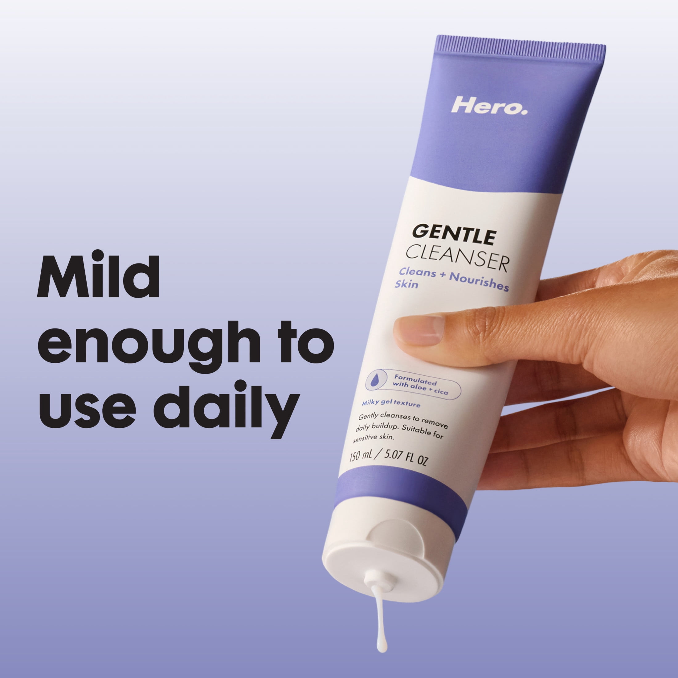 Hero Cosmetics Gentle Facial Cleanser, Suitable for Sensitive Skin, 5.07 fl oz