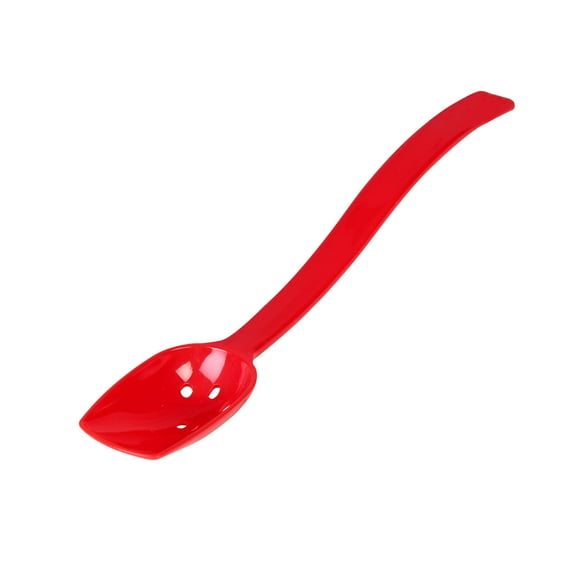 Excellante 10" 0.75 oz perforated polycarbonate buffet spoon, red color, comes in dozen