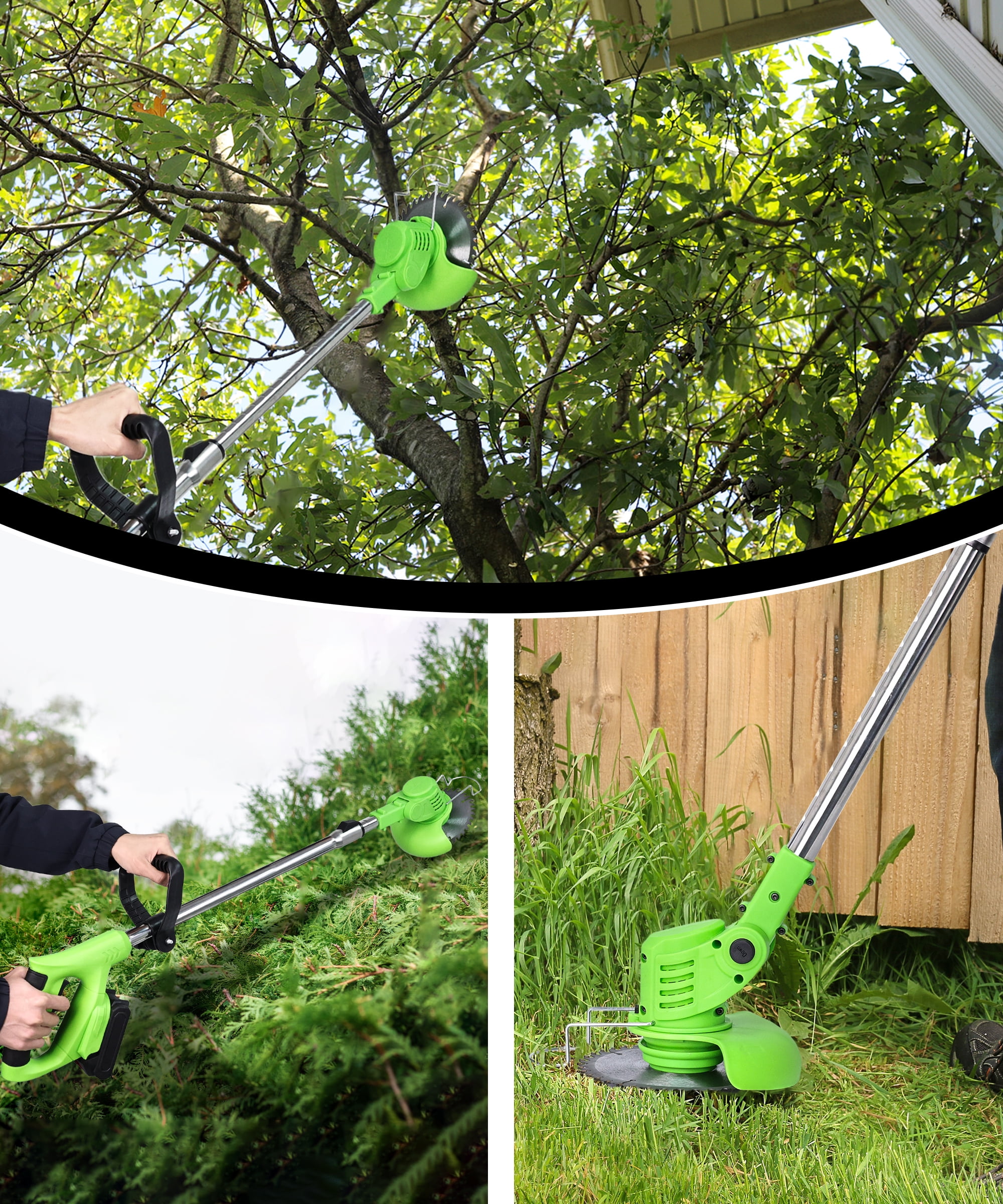 YAHHU 21V Cordless 3-in-1 String Trimmer, Trimmer, Edger & Mower with Multi-Blade System for Effortless Lawn & Garden Care