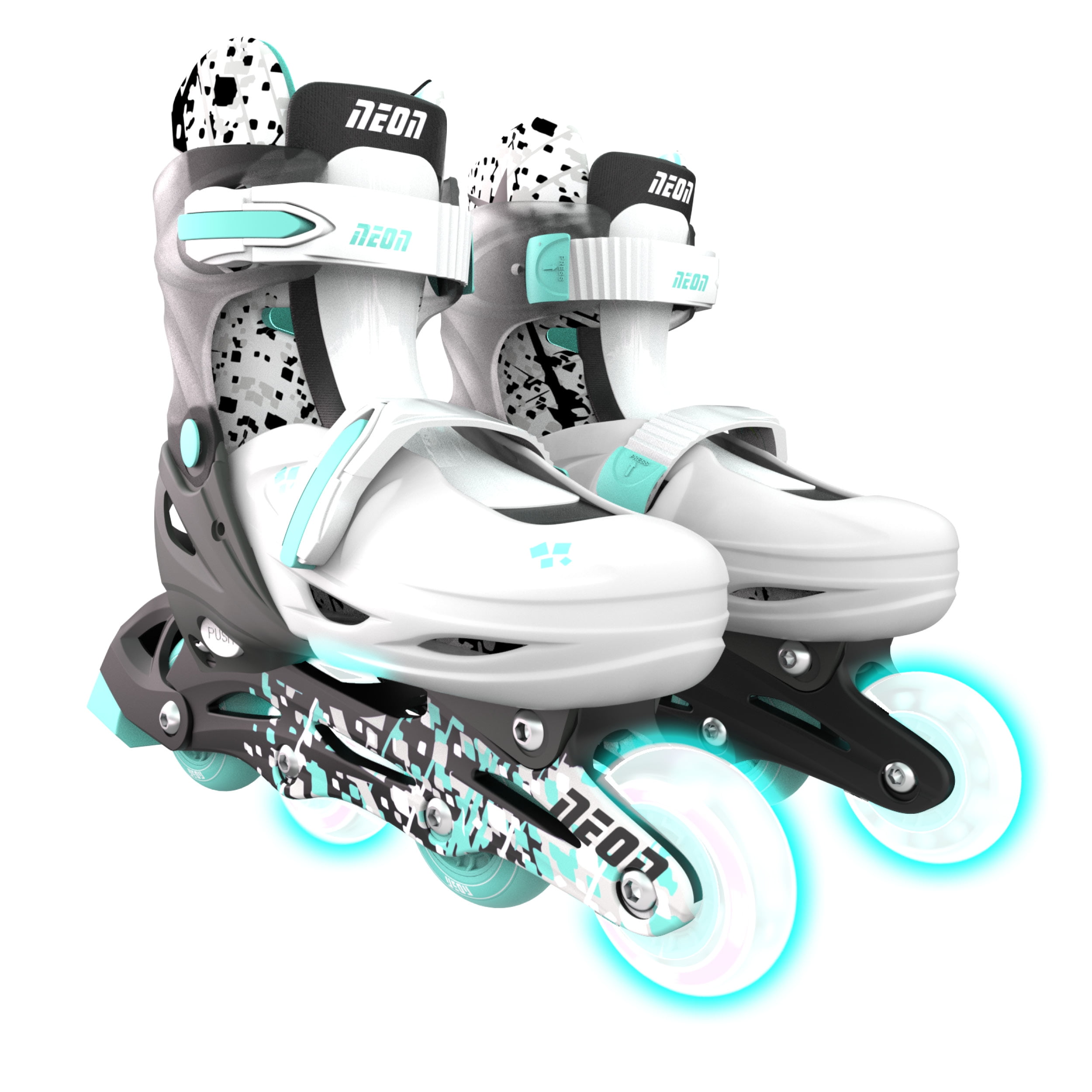 Yvolution 2in1 Quad and Inline Skates, Girls and Boys Kids Skates, Size 12-2 Grey