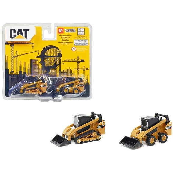 CAT Caterpillar 272D2 Skid Steer Loader Yellow & CAT 297D2 Compact Track Loader Set 1/64 Diecast Models by Diecast Masters