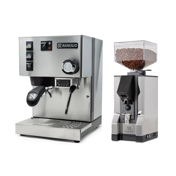Rancilio Silvia PID Espresso Machine | Eureka Silenzio 55 Espresso Grinder Bundle (Stainless Steel)