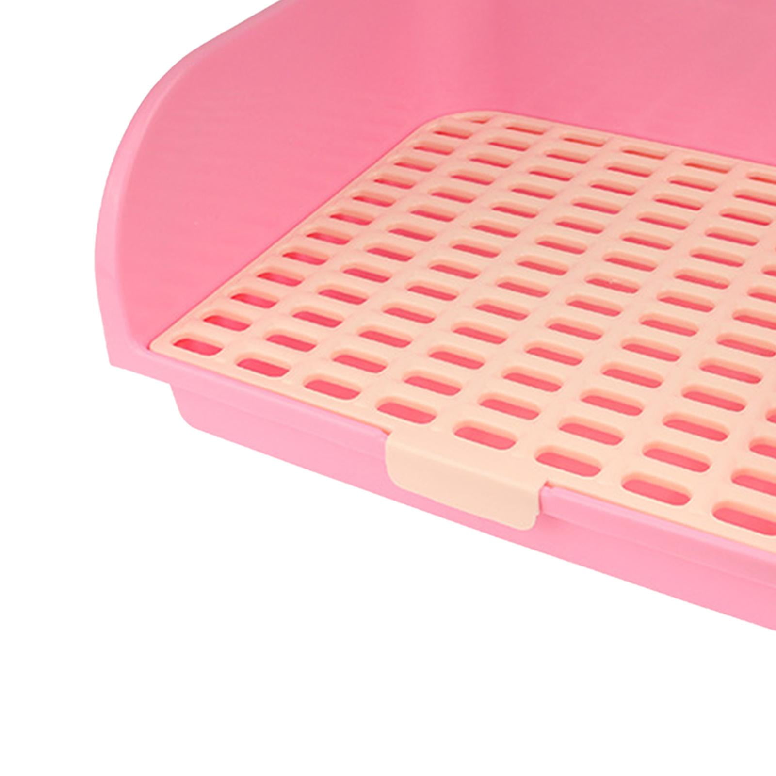 Large Rabbit Pet Toilet for Adult Animal Adult Bunny Rabbits Guinea Pig Ferrets Litter Pan Potty Trainer Pets Cage Toilet Bedding Box, Pink