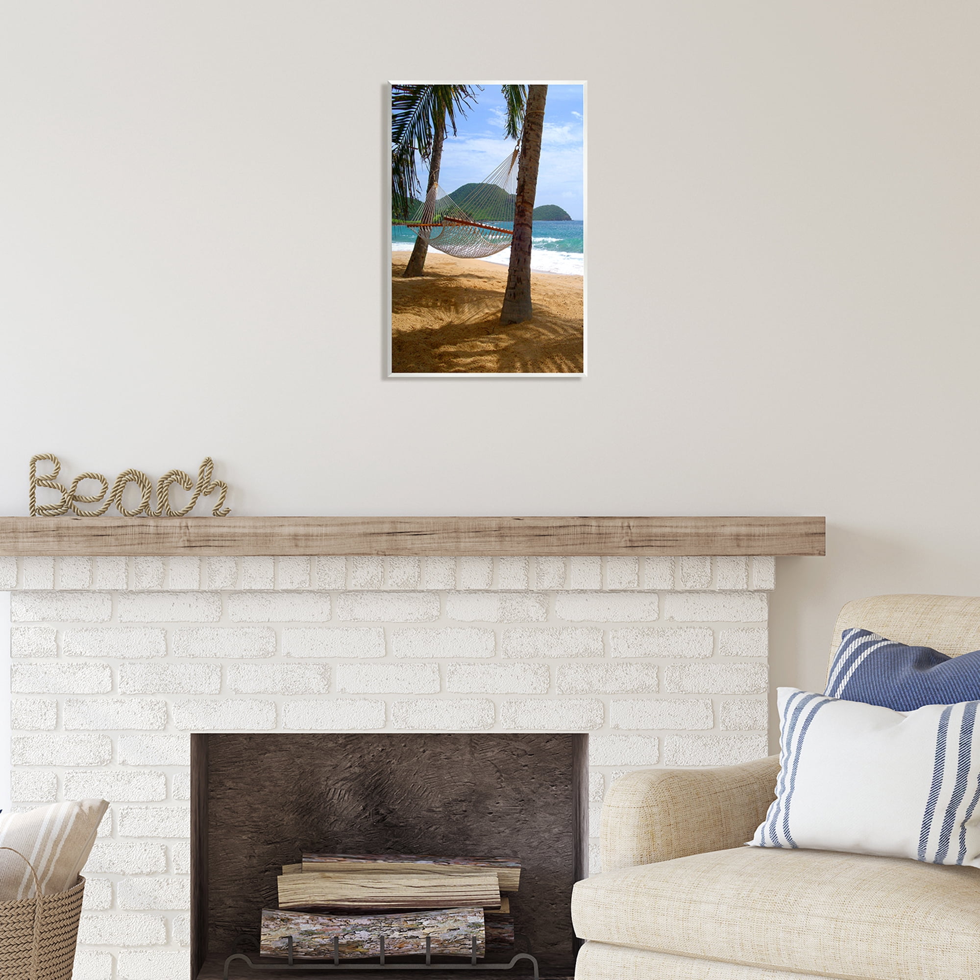 Stupell Industries Hammock on Palm Trees Nature Photography Unframed Art Print Wall Art, 13 x 19