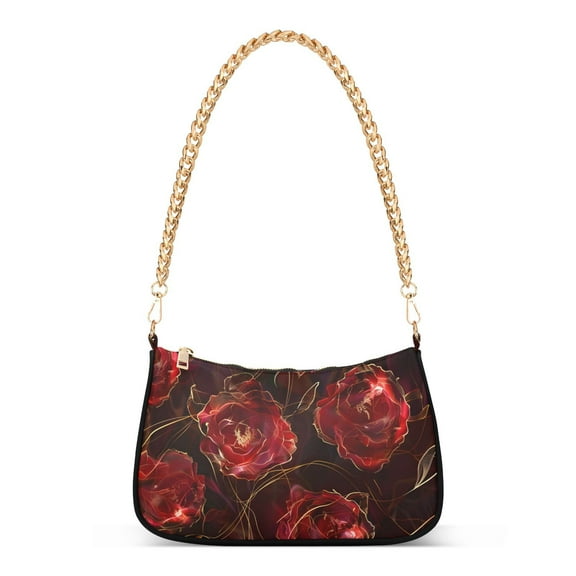Red RosesWomen Small Shoulder Bag Crossbody Tote Hobo Bags Purse Clutch Handbags with Chain Strap for Women