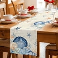 thumbnail image 5 of Navy Blue Shell Coastal Table Runner 90 Inches, Beige Starfish Coral Summer Beach Bed Runner Dresser Scarves Tabletop for Indoor Outdoor Parties/Ceremony/Banquet, 13" x 90", 5 of 9
