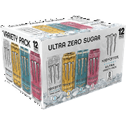 Monster Energy Ultra Variety Pack, Zero Ultra, Ultra Gold, Ultra Fiesta, Ultra Rosa, 12 Count, 16 fl oz
