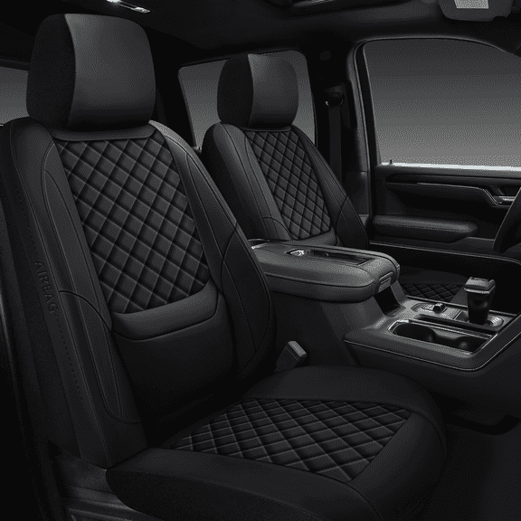 NS YOLO Seat Covers Full Set 2019-2026, Lumbar Support Pickup Truck Seat Covers Custom Fit for Chevy Chevrolet Silverado GMC Sierra 1500/2500/3500HD Crew/Double/Extended Cab, Black