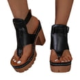 thumbnail image 3 of Samdudou Heels for Women Open Toe High Chunky Block Heel Elevated Sole T-Strap Thong Wide Ankle Cuff Buckle Closure Dressy Party Shoes, 3 of 8
