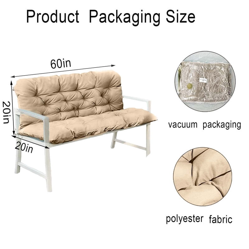YLLN 60*40 Inch Porch Swing Cushions, Patio Furniture Cushions With 4" Thicken Backrest, Bench Cushions For Outdoor Furniture, Anti-Fading Waterproof Patio Cushions