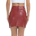 thumbnail image 6 of HDE Women's Faux Leather Skirt High Waisted Mini Skirt with Slit Red L, 6 of 6