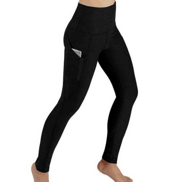 Leggings High Waist Yoga Stretch Pants Fitness Sports Woman Outfits, Black,  S 
