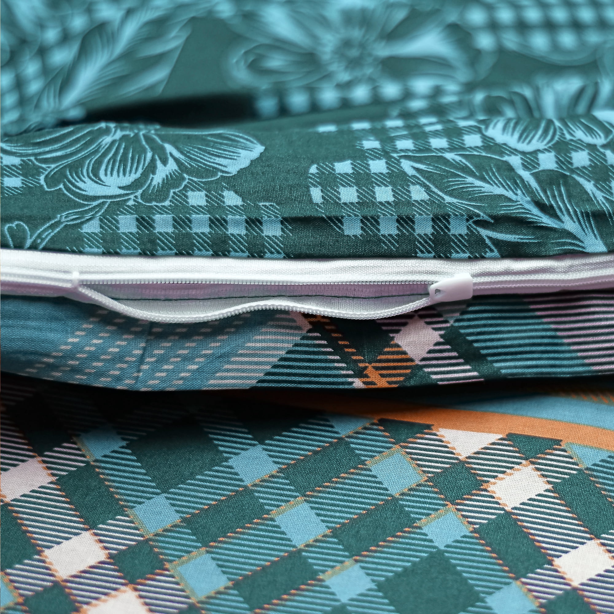 SUSSEXHOME Black Green Stripes %100 Cotton Duvet Cover Set Teal, Full Size Duvet Cover, 1 Duvet Cover, 1 Fitted Sheet and 2 Pillowcases, Iron Safe, Hypoallergenic, Breathable Bedding Set