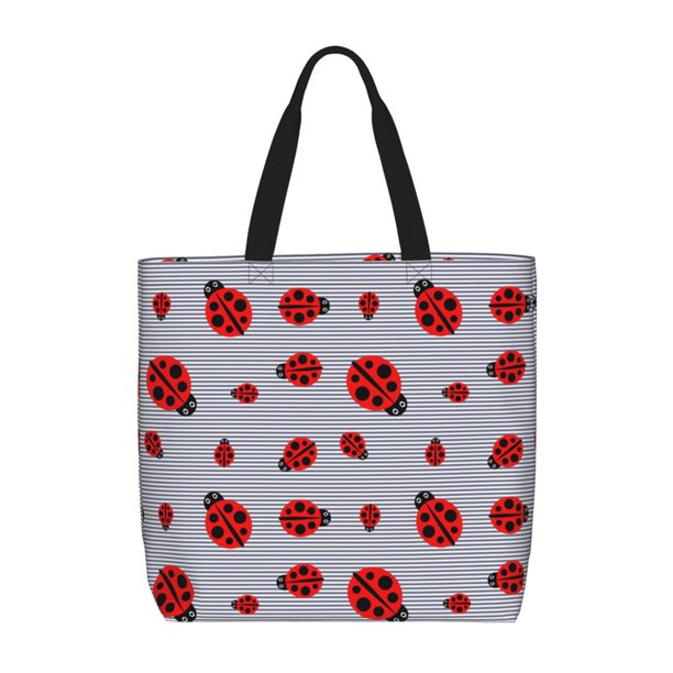 Fotbe Ladybug Bolsa Tote con Estampado para Mujer, Bolsos con Cremallera, Bolsa de Hombro Casual de Gran Capacidad con Bolsillos Internos