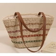 thumbnail image 4 of Kukuzhu Women Large Beach Tote Bag Hand-woven Stripe Beach Travel Straw Handbag Shoulder Bag, 4 of 5