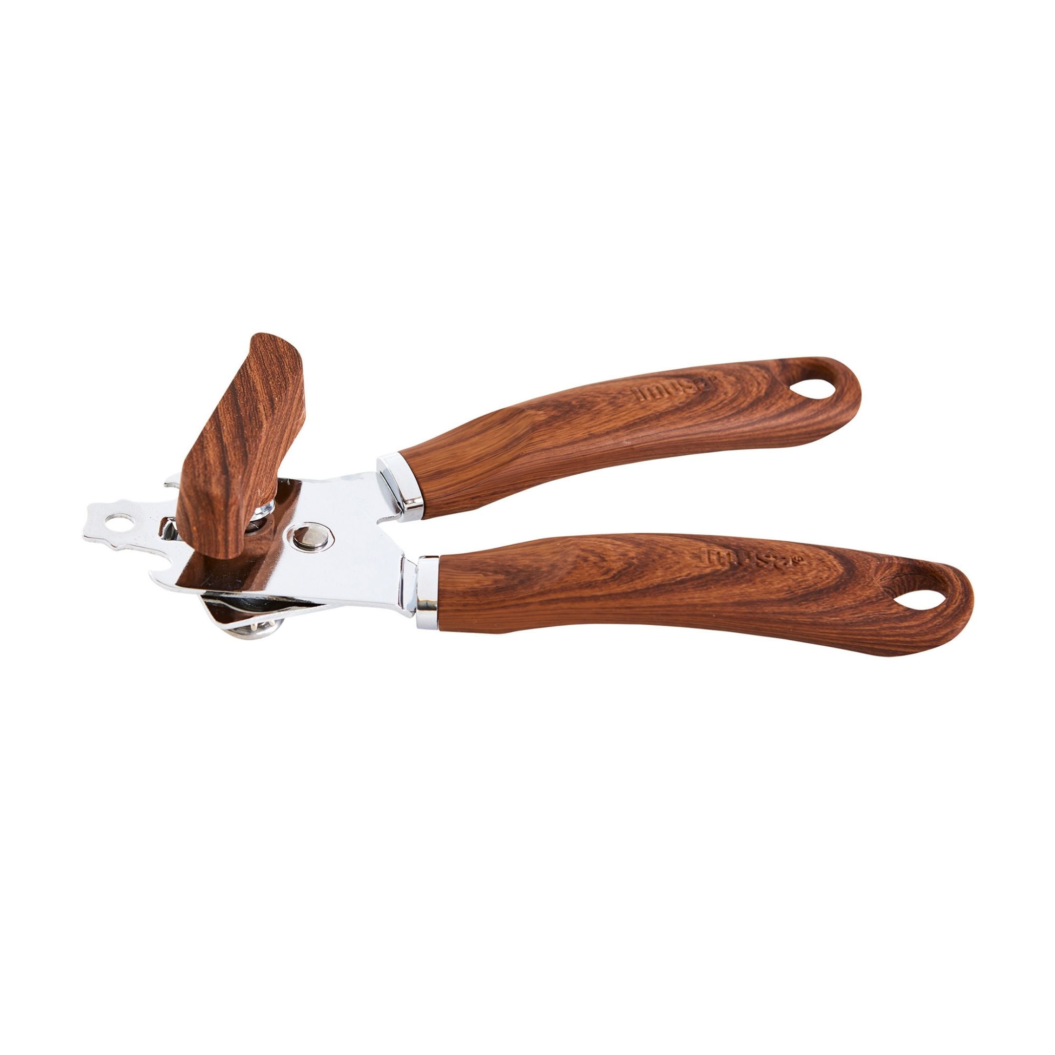 IMUSA Stainless Steel Can Opener with Woodlook Handle