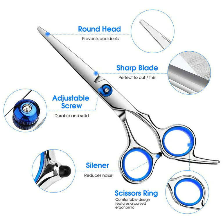 Sirabe 10 PCS Hair Cutting Scissors Set, Professional Haircut Scissors Kit  with Cutting Scissors,Thinning Scissors, Comb,Cape, Clips, Black