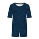 thumbnail image 5 of Conjunto de Pijama de las Mujeres de Moda Casual Color Sólido Manga Corta Cuello Redondo Top Y Pantalones, 5 of 6