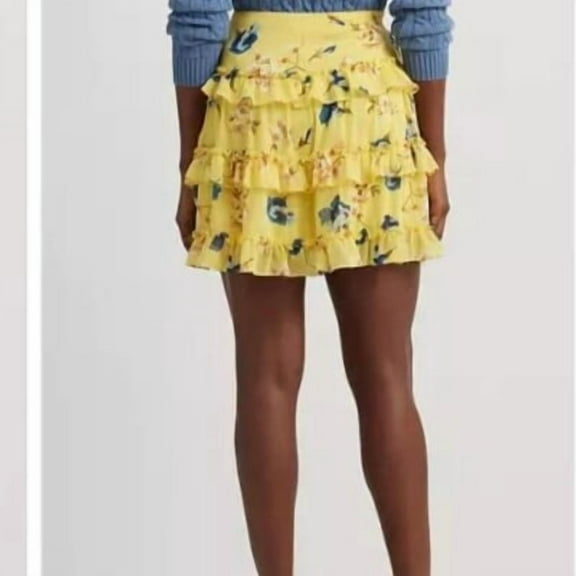 Lauren Ralph Lauren Womens Ruffled Miniskirt Yellow 2
