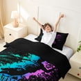 thumbnail image 3 of Castle Fairy Sport Handball Twin Duvet Cover, Gradient Graffiti Splash Twin Bedding, Black Teal Pink,Black Reversible,2pcs,1 Duvet Cover and 1 Pillowcase, 3 of 6
