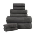 thumbnail image 2 of Superior Soho Ribbed Cotton 8-Piece Assorted Towel Set, Charcoal, 2 of 9
