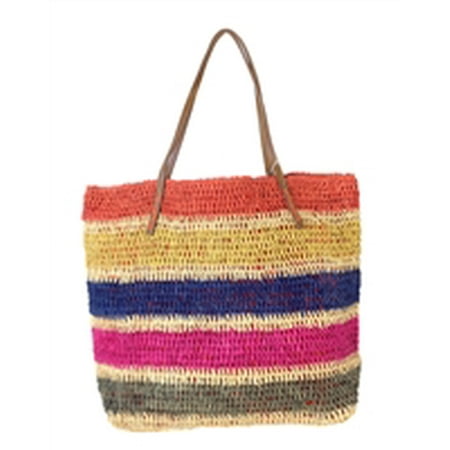 Michael Stars Straignt Shot Striped Straw Tote Beach Michael Stars Straignt Shot Striped Straw Tote Beach Bag Multi