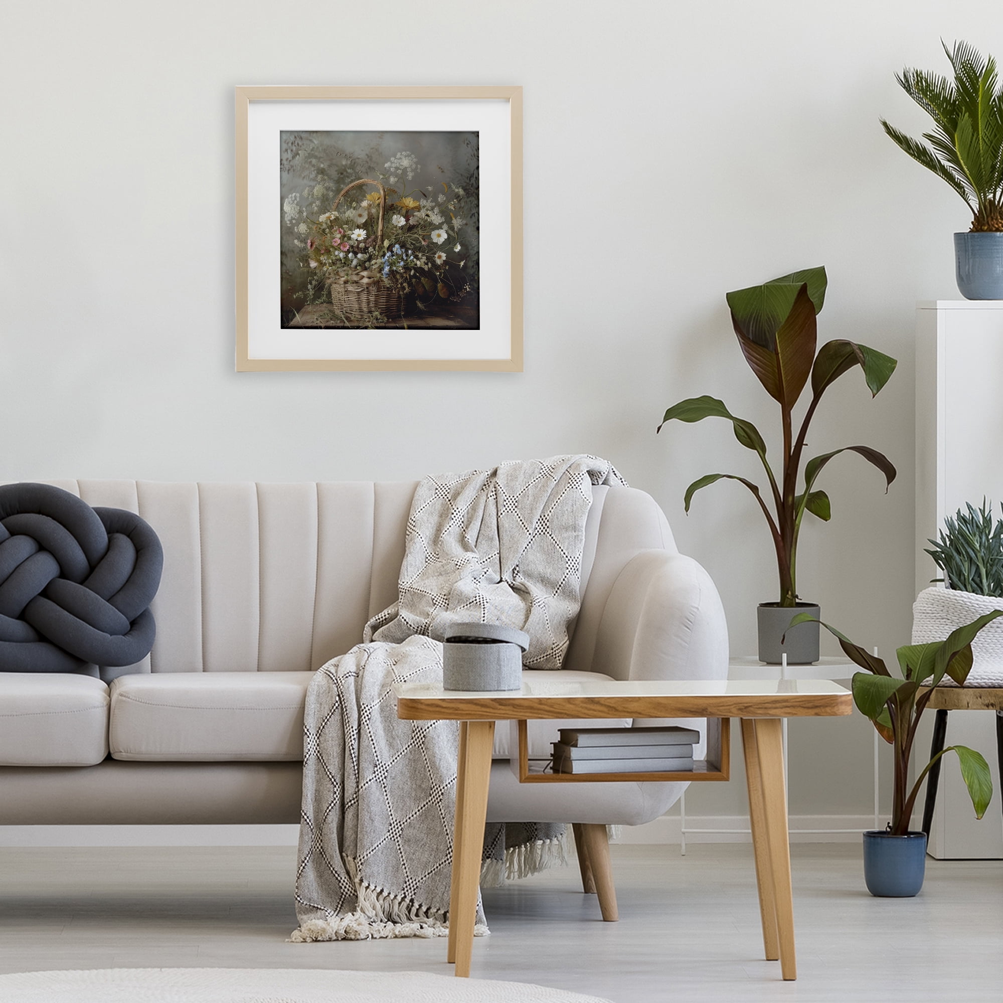 Stupell Industries Rustic Basket with Flowers Birch Framed Print Under Glass, design by Lazar Studio