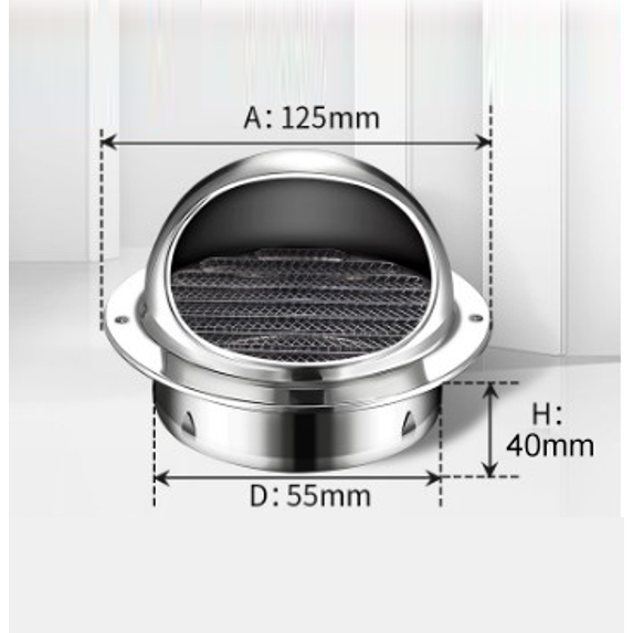 Sufanic Stainless Steel Round Brushed Bull Nosed External Extractor Wall Vent Outlet