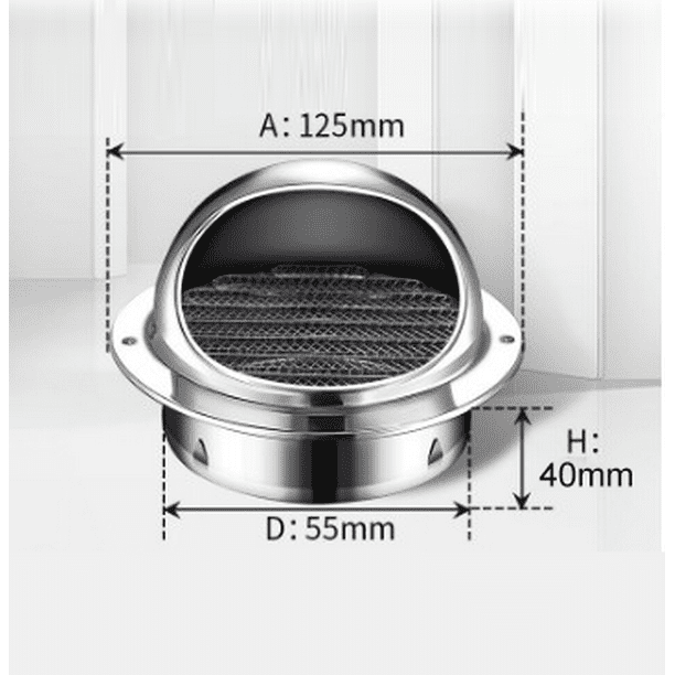 Fule 304 Stainless Steel Round Hood Rain Cap Air Vent Grille, Brushed