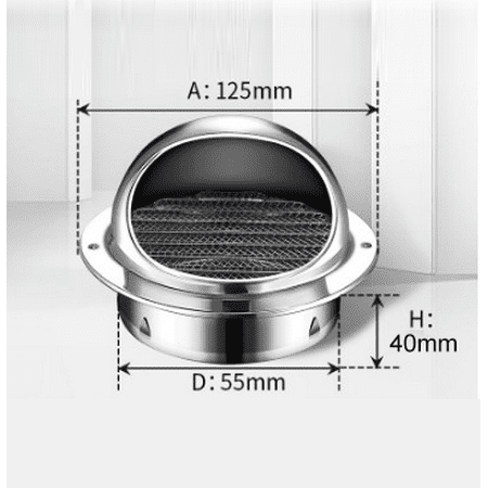 

Gerich 1 Pcs Silver Air Vent Grille Stainless Steel Round Brushed Bull Nosed External Extractor Wall Vent Outlet