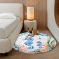 thumbnail image 2 of Seahorse Coastal Round Area Rug 8Ft Washable Large Circle Rugs for Living Room Dorm, Summer Nautical Starfish Coral Ocean Non-Slip Carpet Floor Mats Indoor Outdoor Carpet Runner Aesthetic Home Decor, 2 of 8