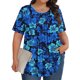 thumbnail image 2 of Top Plisado Gradiente de las Mujeres, Cuello de la Tripulación Manga Corta Blusa Suelta para el Hogar Y el Uso Diario, Ligera Túnica de Moda Casual, 2 of 8